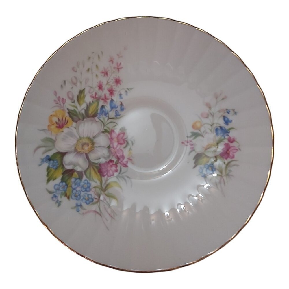 Royal Stafford Bone China Floral Saucer with Gold Rim – Made in England, 1960